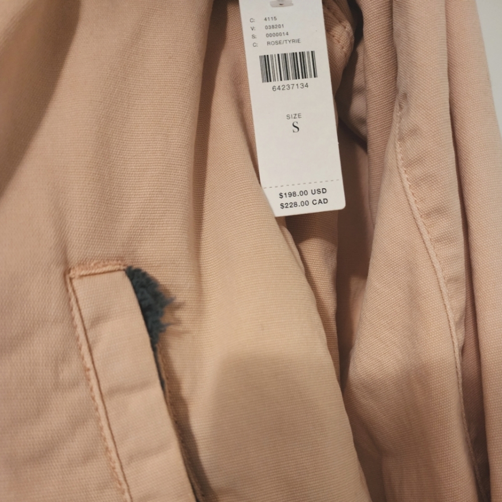 Anthropologie NWT Pilcro Pink Wash Gray Sherpa Utility Jacket Cozy S Shacket Fur - Picture 7 of 8